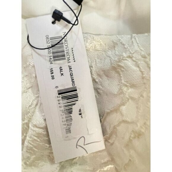 Halston Heritage One-Shoulder Floral Jacquard Textured Dress Chalk NWT 4 - Picture 7 of 7